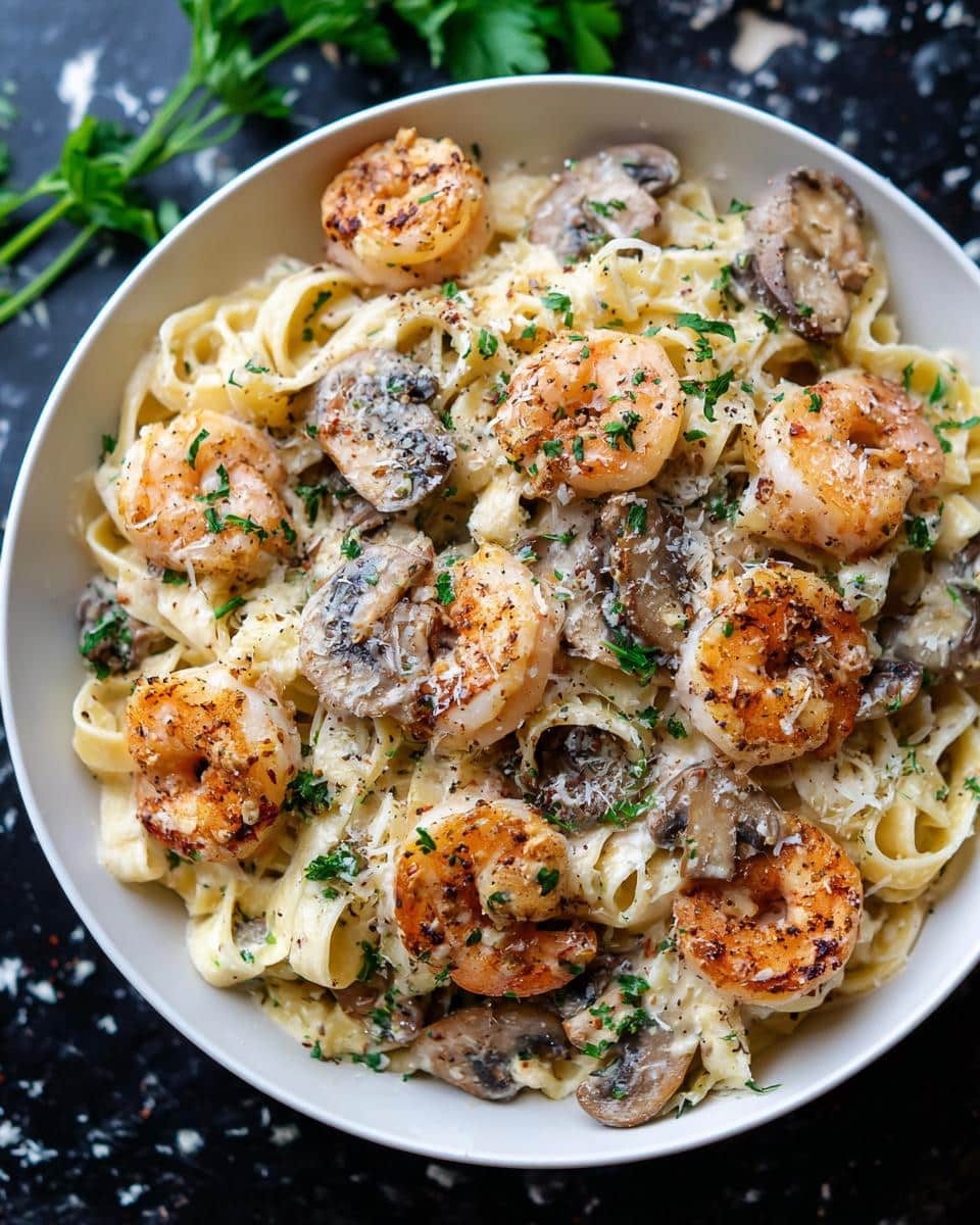Shrimp and Creamy Mushroom Tagliatelle - detail 2