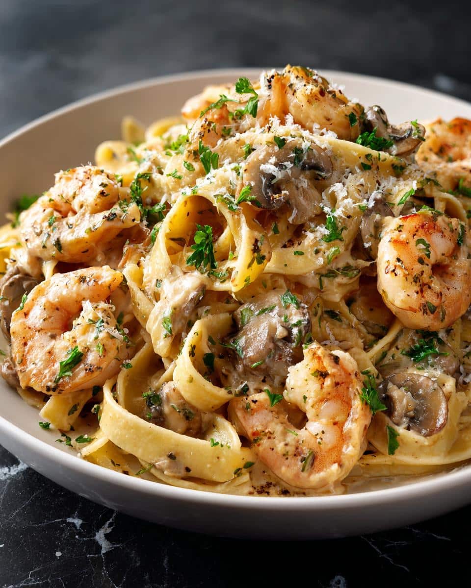 Shrimp and Creamy Mushroom Tagliatelle - detail 3