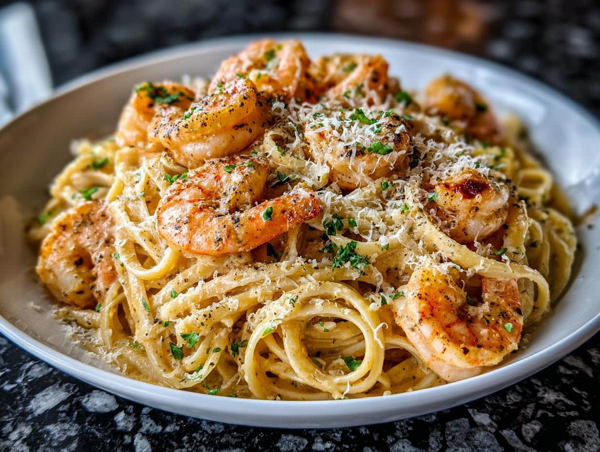 Shrimp and Creamy Peppercorn Pasta