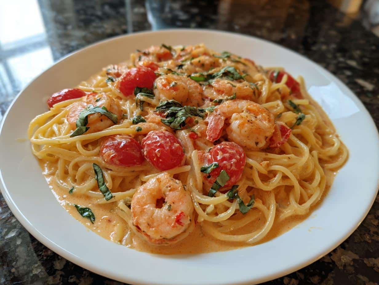 Shrimp and Creamy Tomato Basil Pasta