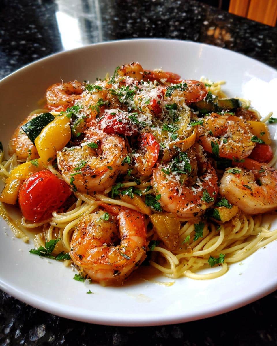 Shrimp and Garlic Roasted Veggie Pasta - detail 3