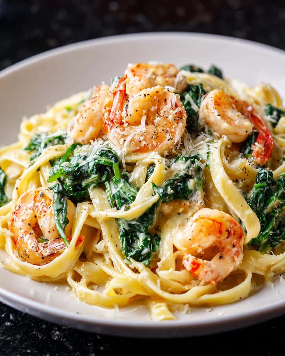 Shrimp and Kale Creamy Fettuccine - detail 3
