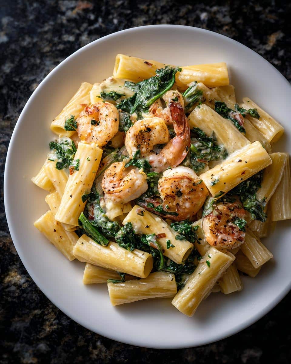 Shrimp and Kale Rigatoni Alfredo - detail 1