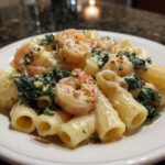Shrimp and Kale Rigatoni Alfredo