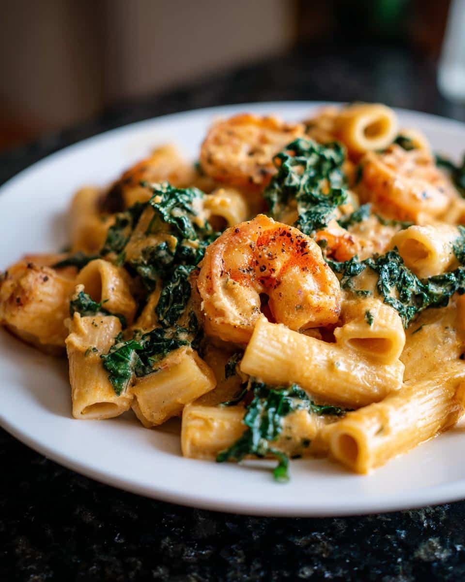 Shrimp and Kale Rigatoni Alfredo - detail 2