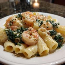Creamy Shrimp and Kale Rigatoni Alfredo in Just 25 Minutes