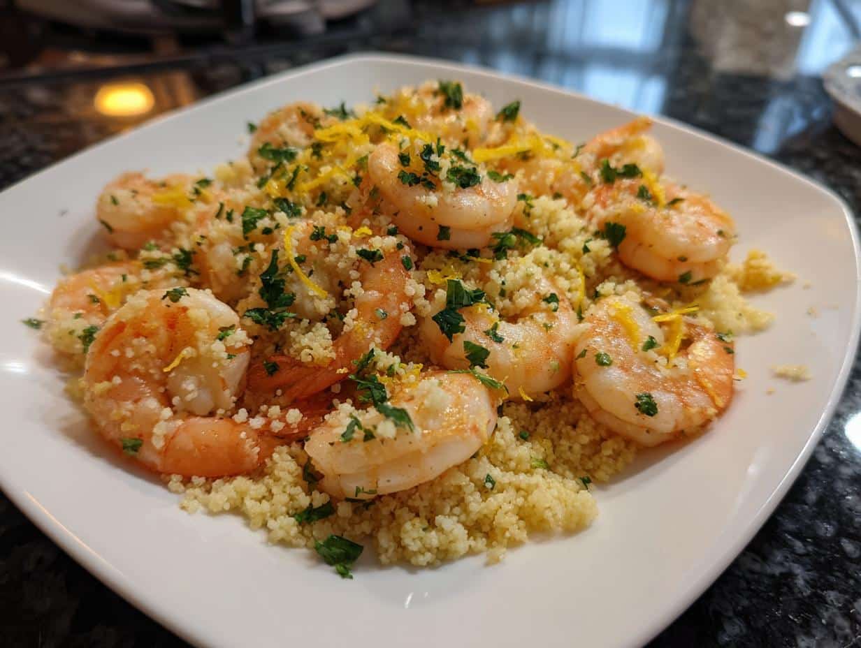 Shrimp and Lemon Garlic Couscous Pasta