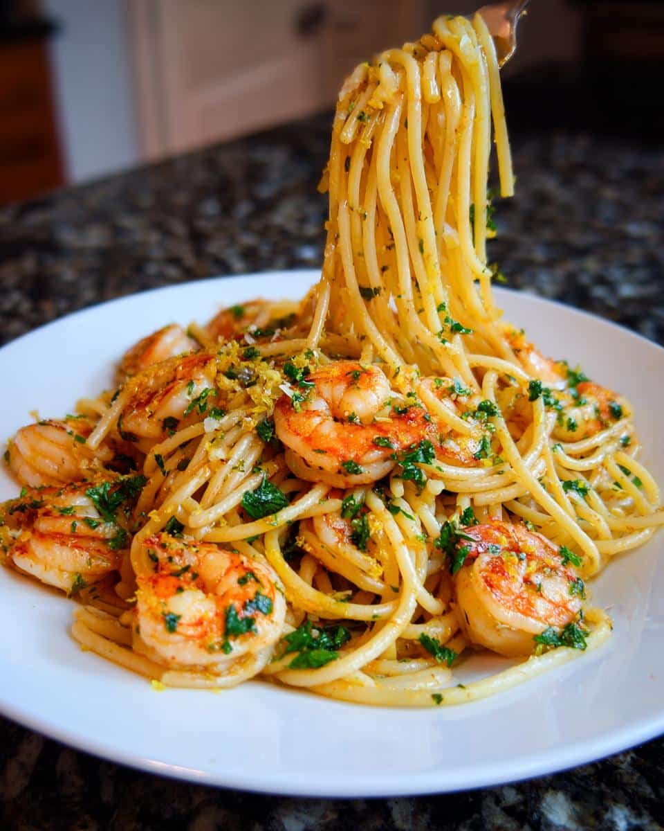 Shrimp and Lemon Parsley Spaghetti - detail 1