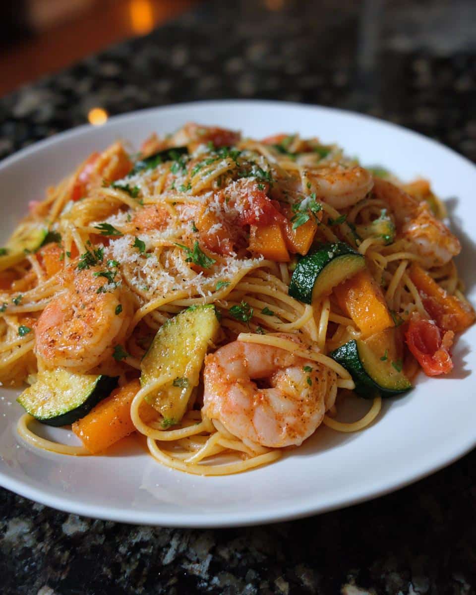 Shrimp and Mixed Veggie Pasta Primavera - detail 1