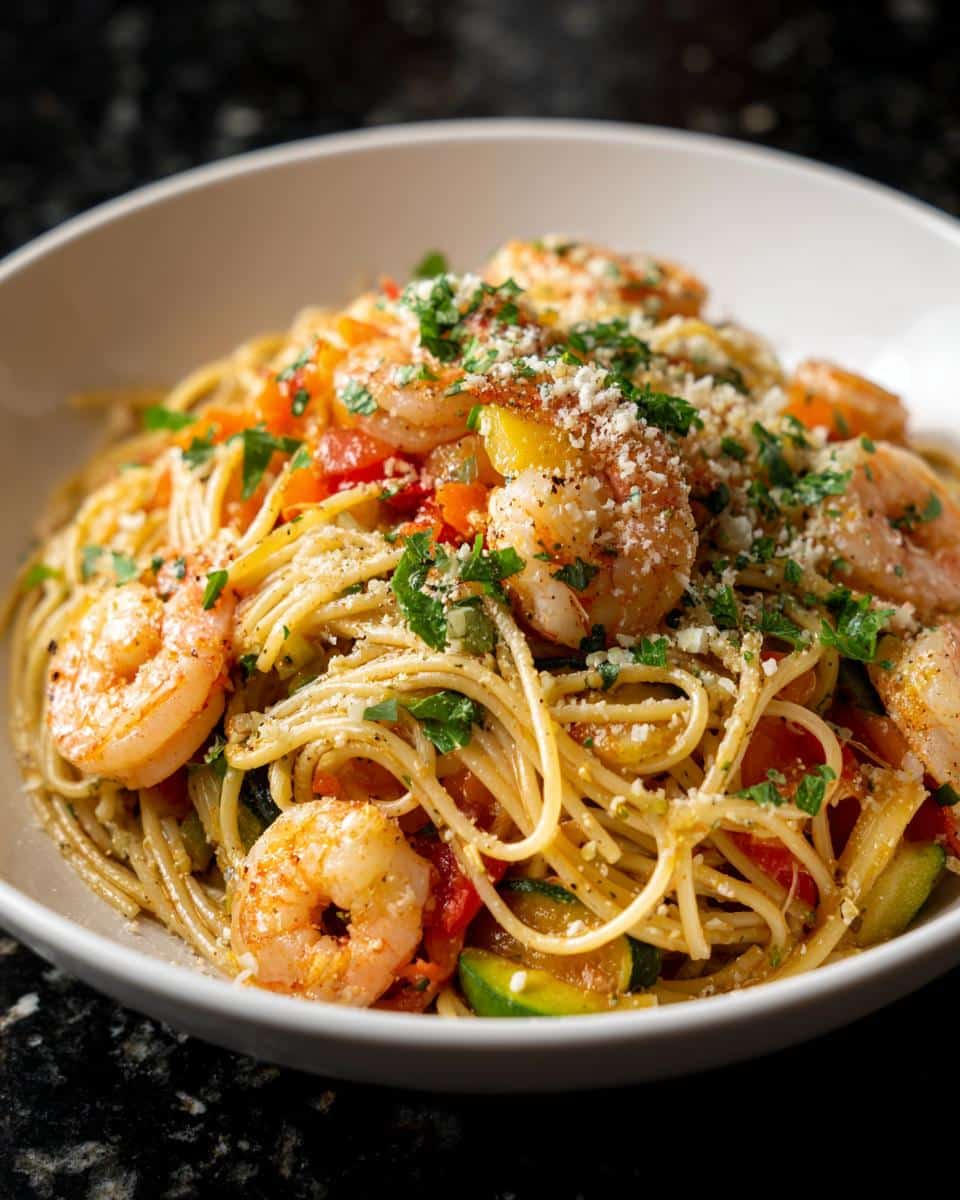 Shrimp and Mixed Veggie Pasta Primavera - detail 2