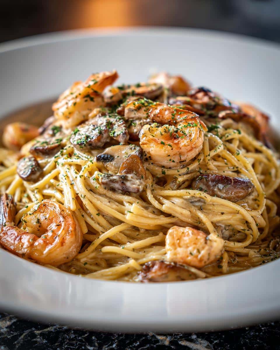Shrimp and Mushroom Alfredo Spaghetti - detail 4