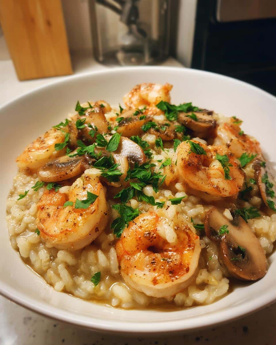 Shrimp and Mushroom Creamy Risotto - detail 2