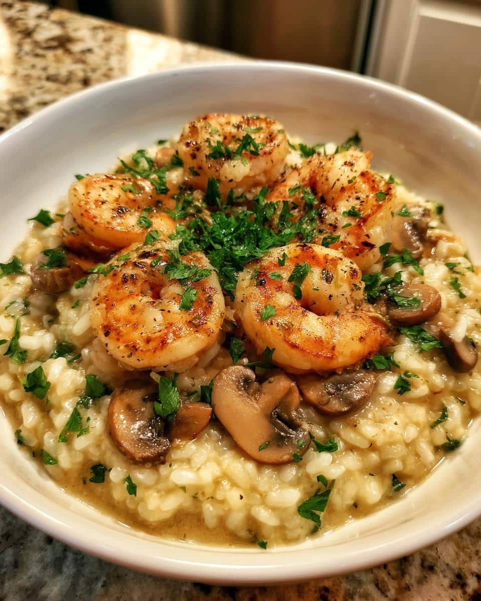 Shrimp and Mushroom Creamy Risotto - detail 3