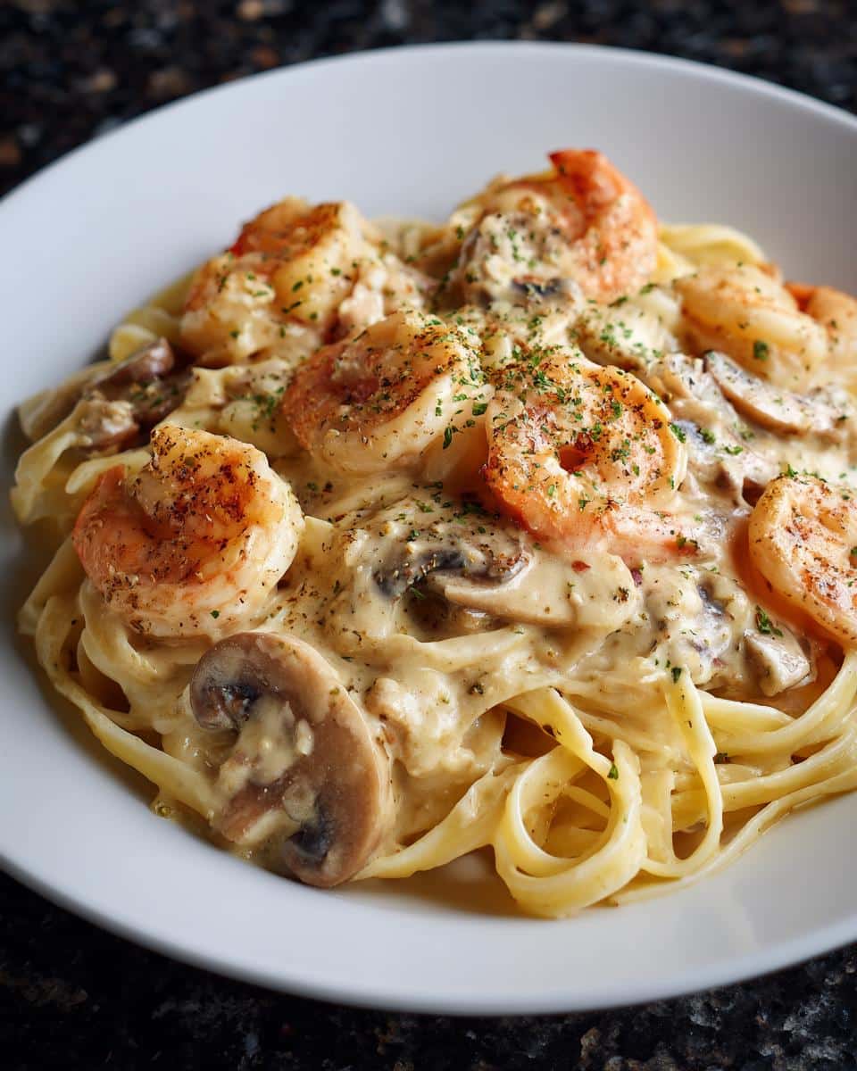 Shrimp and Mushroom Garlic Alfredo - detail 1