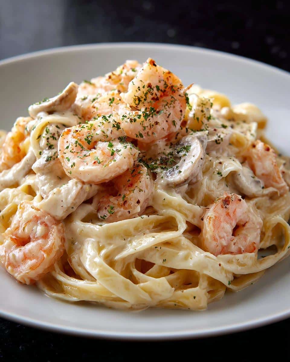 Shrimp and Mushroom Garlic Alfredo - detail 3