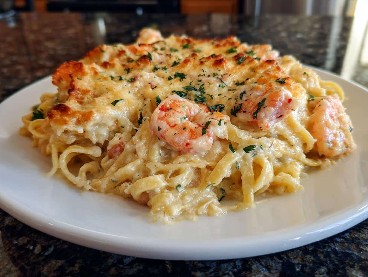 Shrimp and Parmesan Linguine Bake