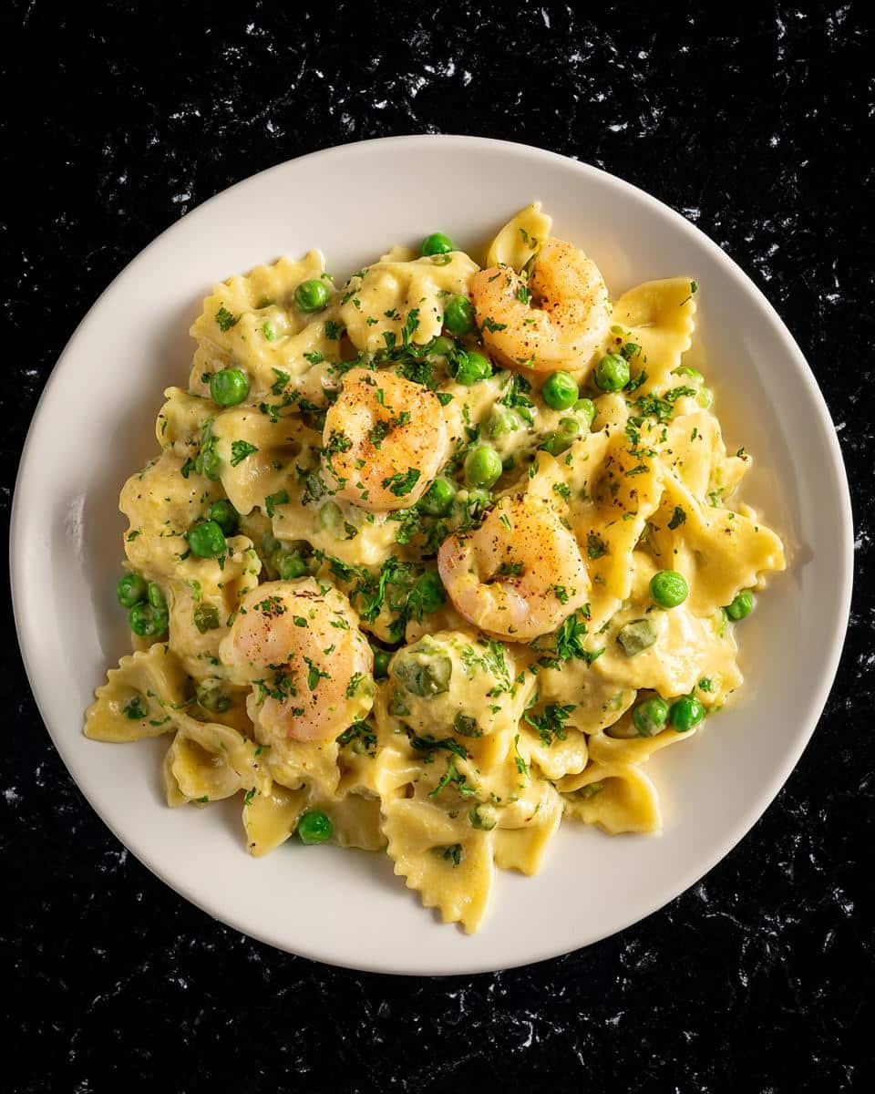 Shrimp and Pea Creamy Farfalle - detail 1