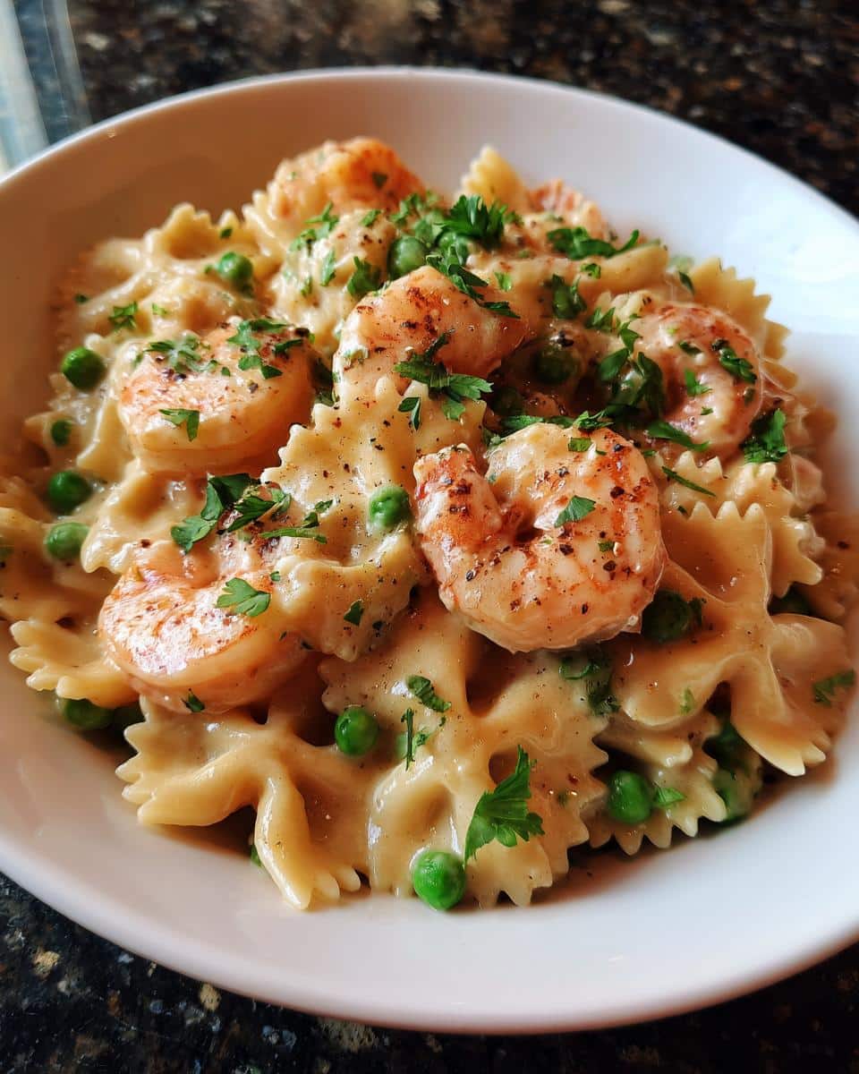 Shrimp and Pea Creamy Farfalle - detail 2