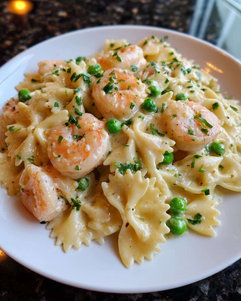 Shrimp and Pea Creamy Farfalle - detail 3