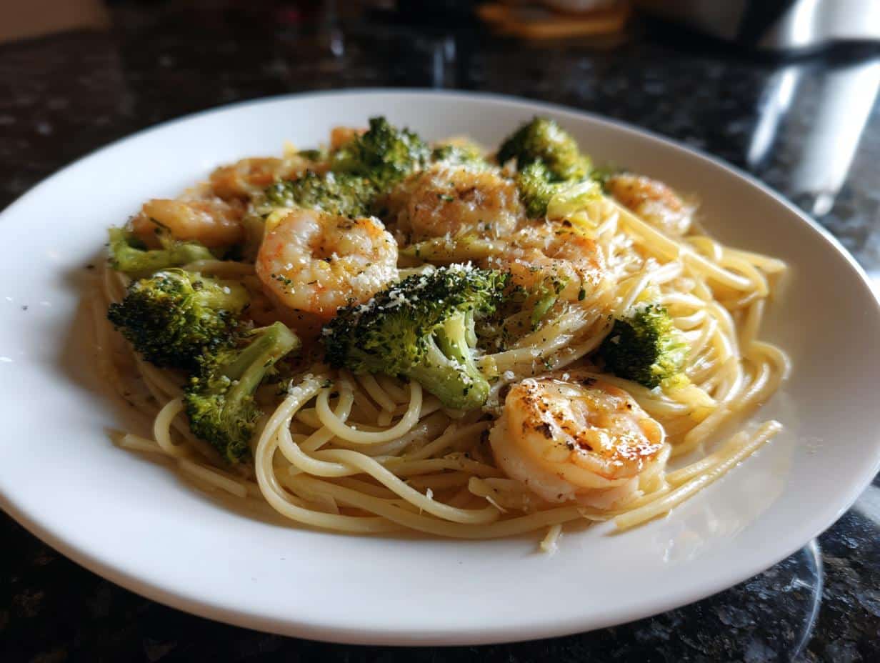 Shrimp and Roasted Broccoli Pasta