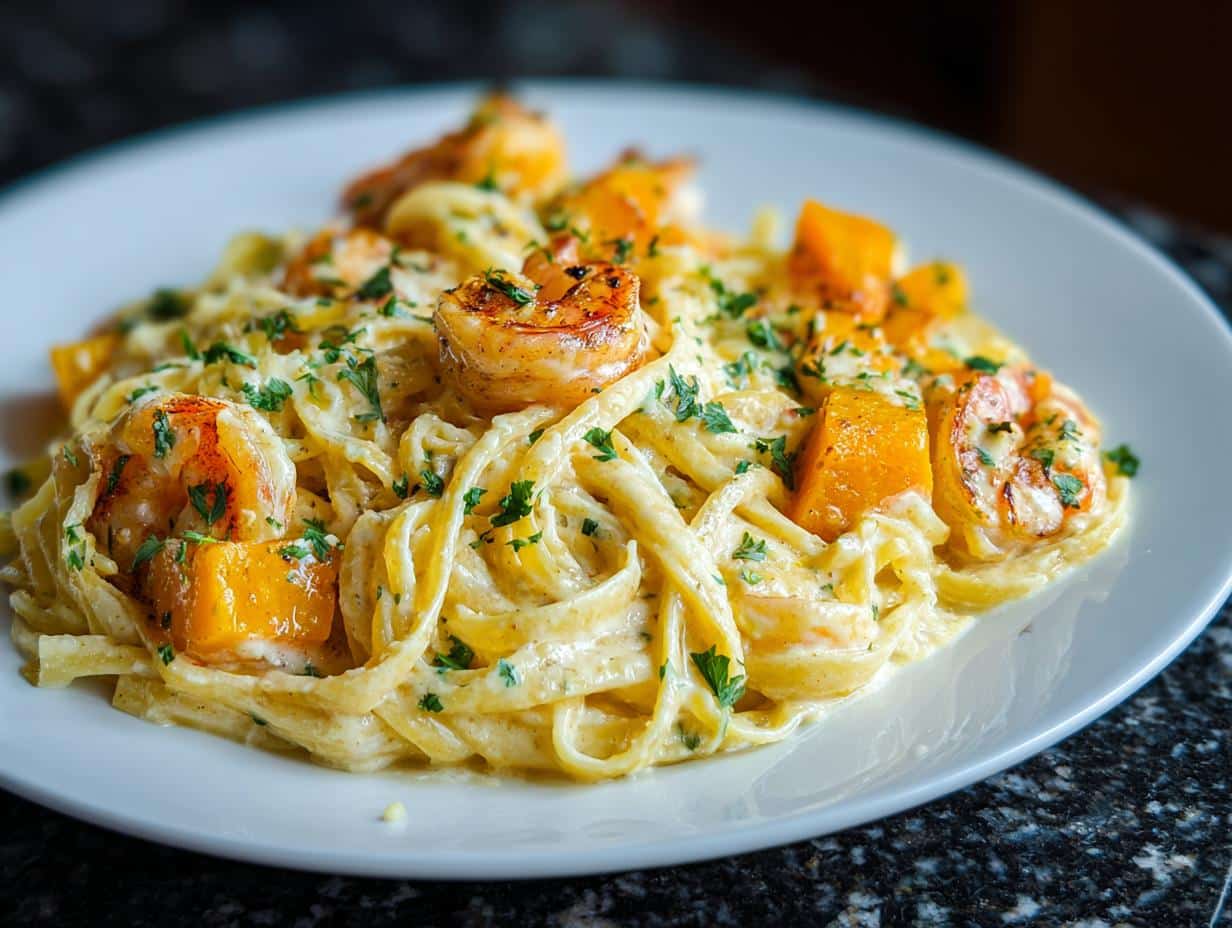 Shrimp and Roasted Butternut Cream Pasta