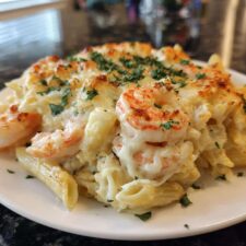 30-Minute Shrimp and Roasted Garlic Alfredo Bake - Irresistible Comfort