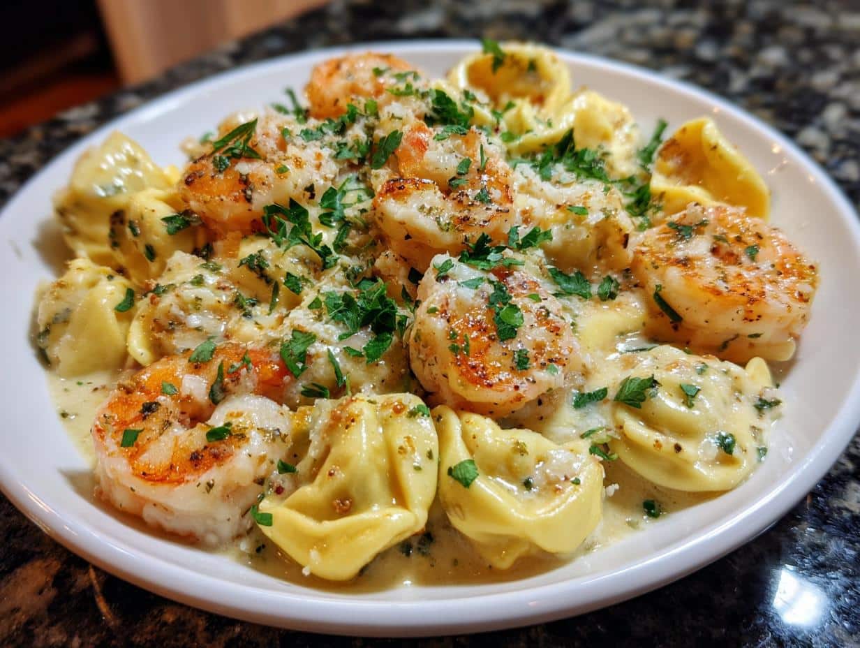 Shrimp and Roasted Garlic Alfredo Tortellini