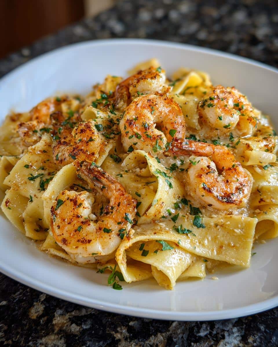 Shrimp and Roasted Garlic Pappardelle - detail 1