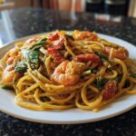 Shrimp and Roasted Pepper Parmesan Pasta