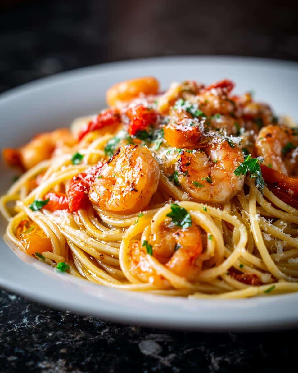 Shrimp and Roasted Pepper Parmesan Pasta - detail 3