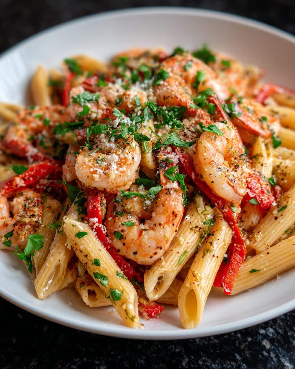 Shrimp and Roasted Red Pepper Penne - detail 1