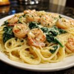 Shrimp and Spinach Alfredo Spaghetti