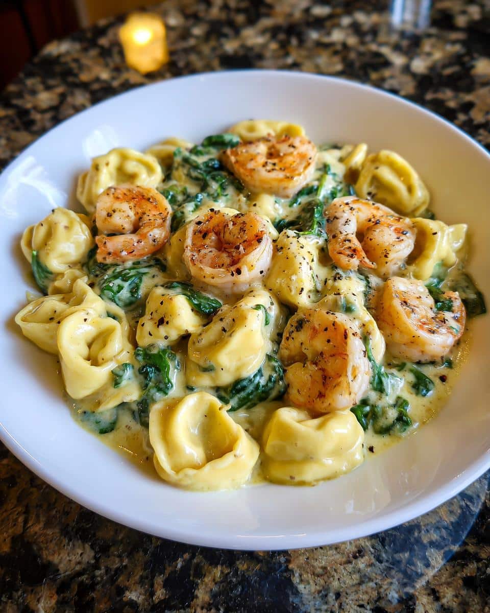 Shrimp and Spinach Alfredo Tortellini - detail 2