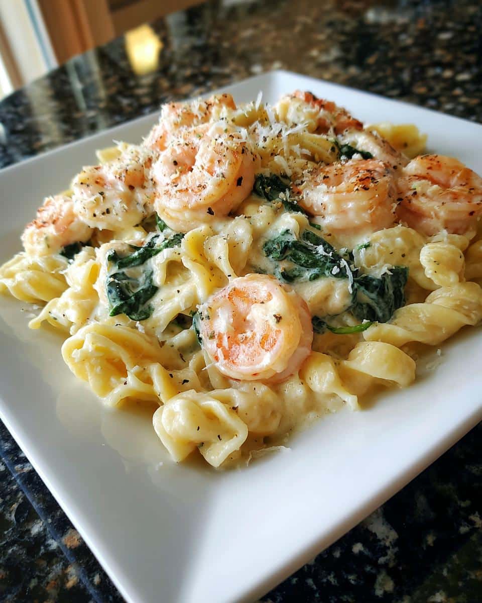 Shrimp and Spinach Cream Cheese Pasta - detail 1