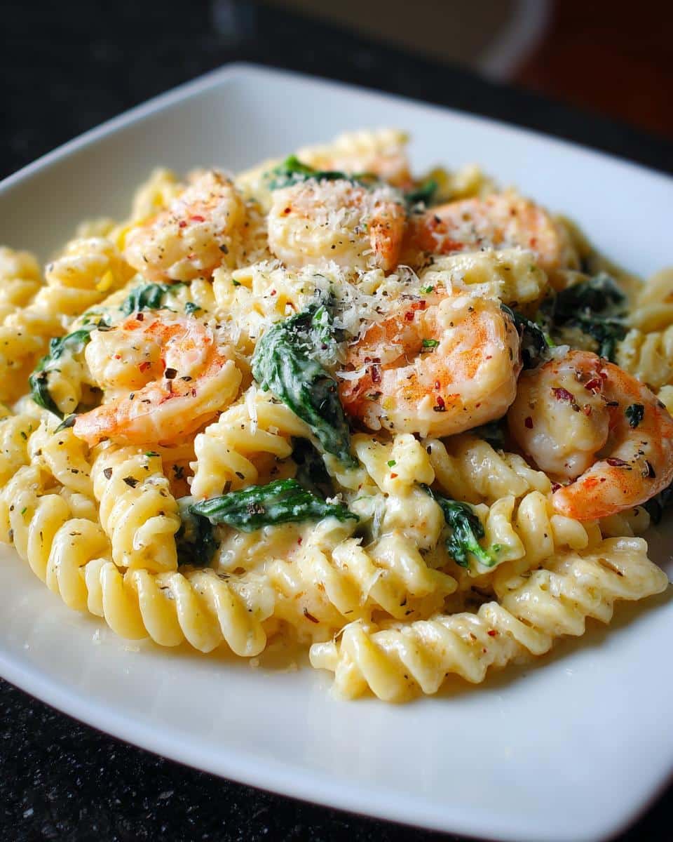 Shrimp and Spinach Cream Cheese Pasta - detail 3