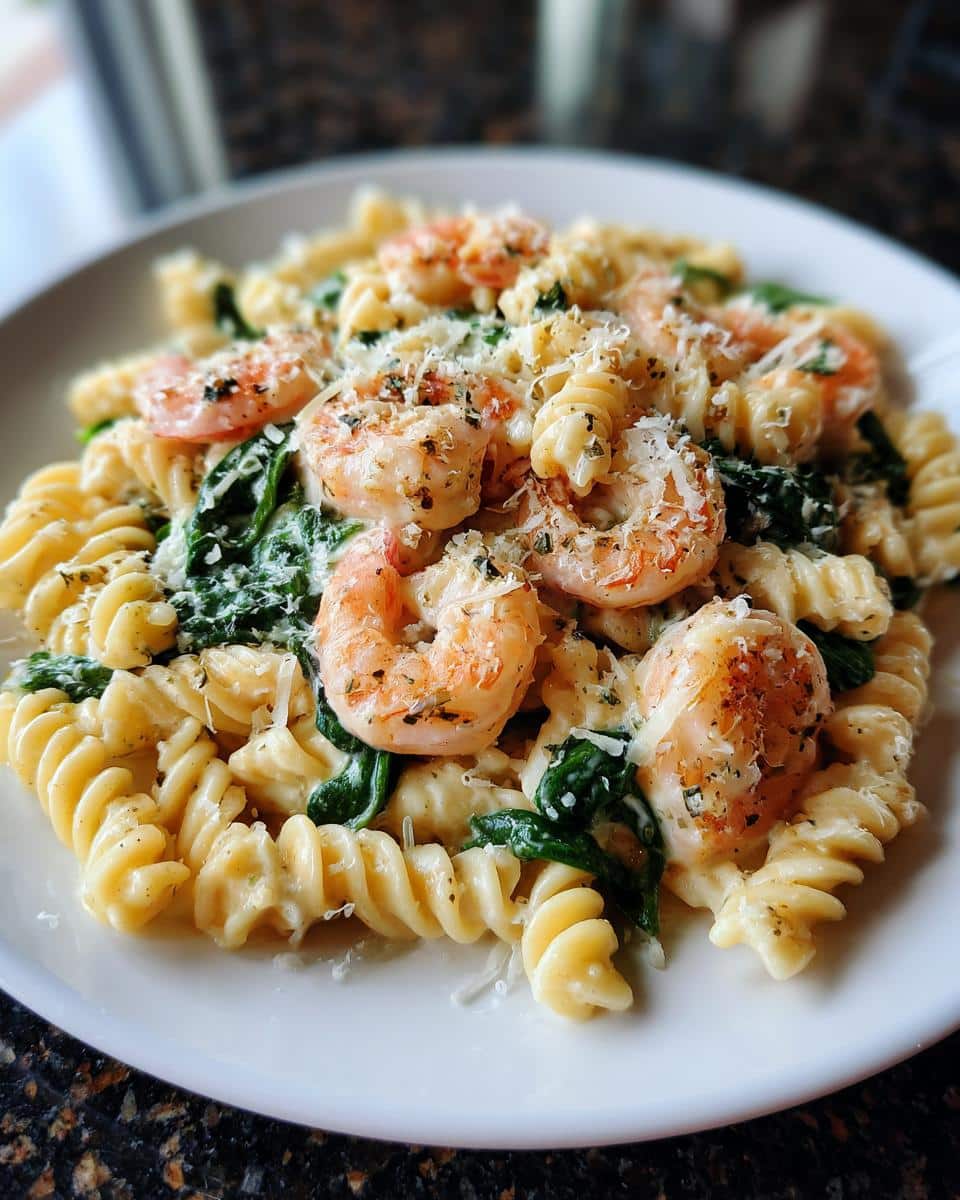 Shrimp and Spinach Cream Cheese Pasta - detail 4