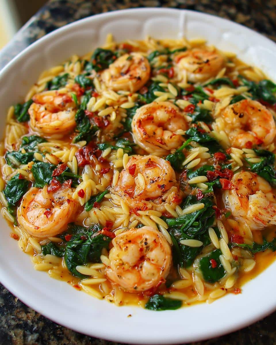 Shrimp and Spinach Orzo Skillet - detail 1