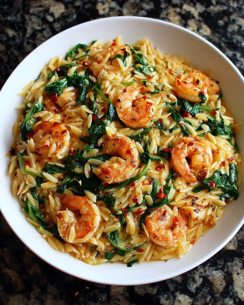 Shrimp and Spinach Orzo Skillet - detail 2