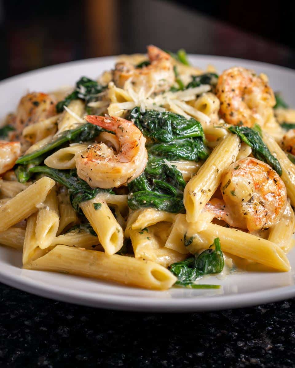 Shrimp and Spinach Parmesan Penne - detail 2