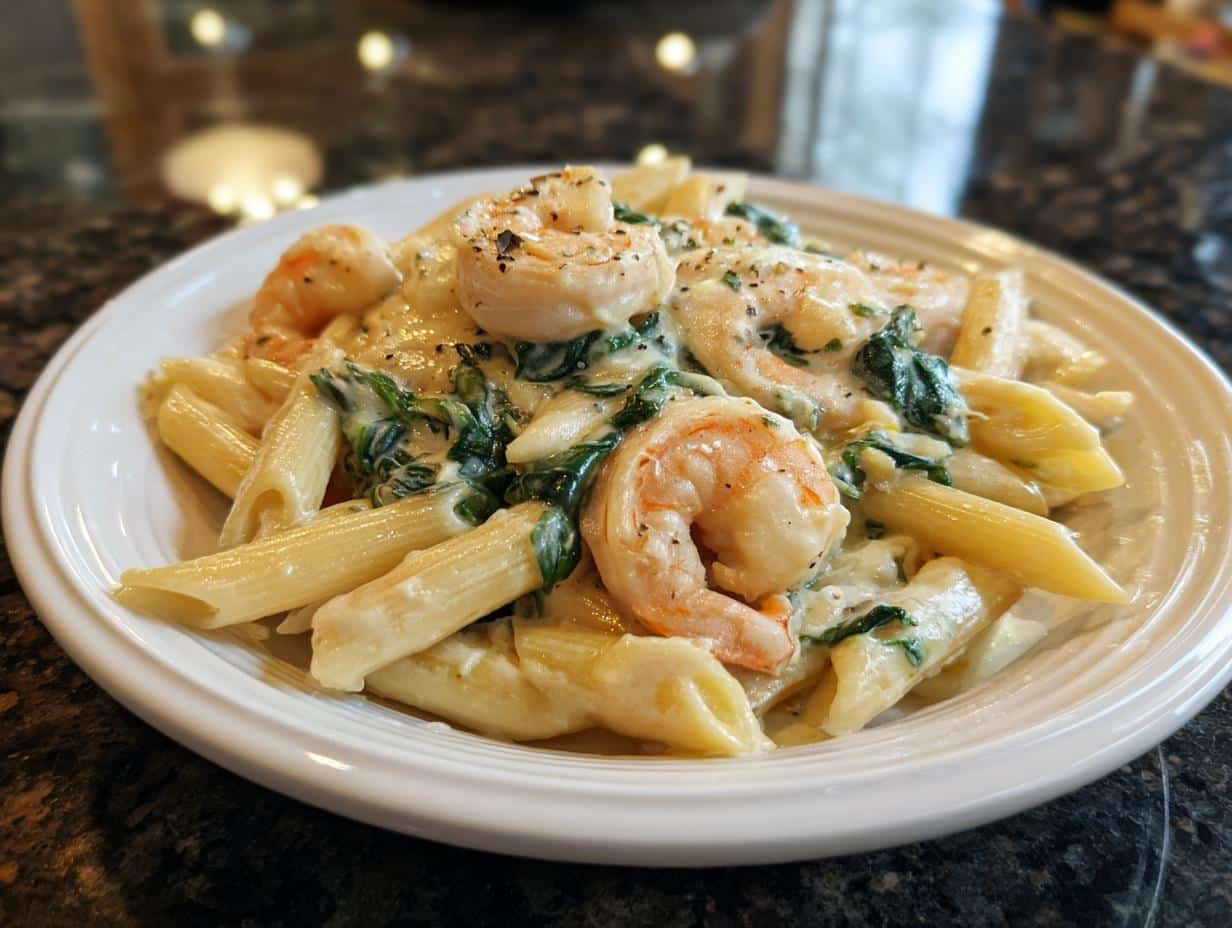 Shrimp and Spinach Parmesan Penne