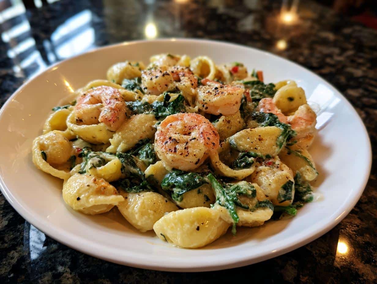 Shrimp and Spinach Ricotta Pasta