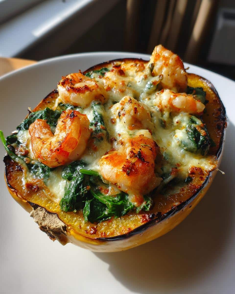 Shrimp and Spinach Stuffed Winter Squash - detail 2