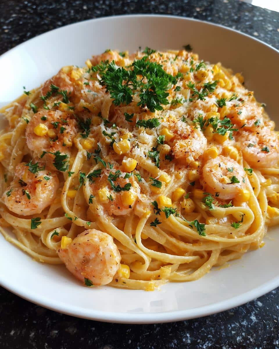 Shrimp and Sweet Corn Creamy Pasta - detail 1