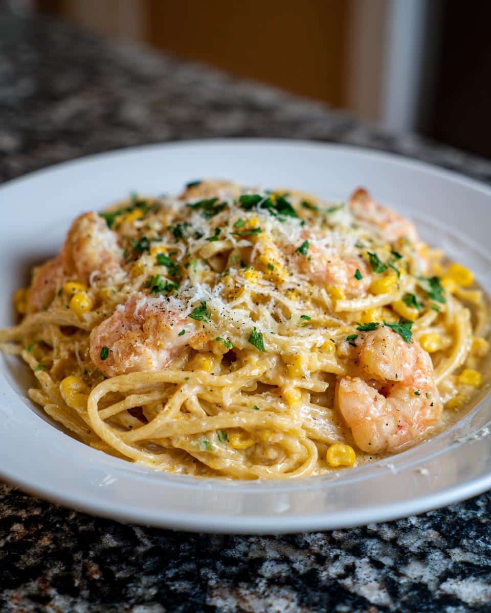 Shrimp and Sweet Corn Creamy Pasta - detail 2