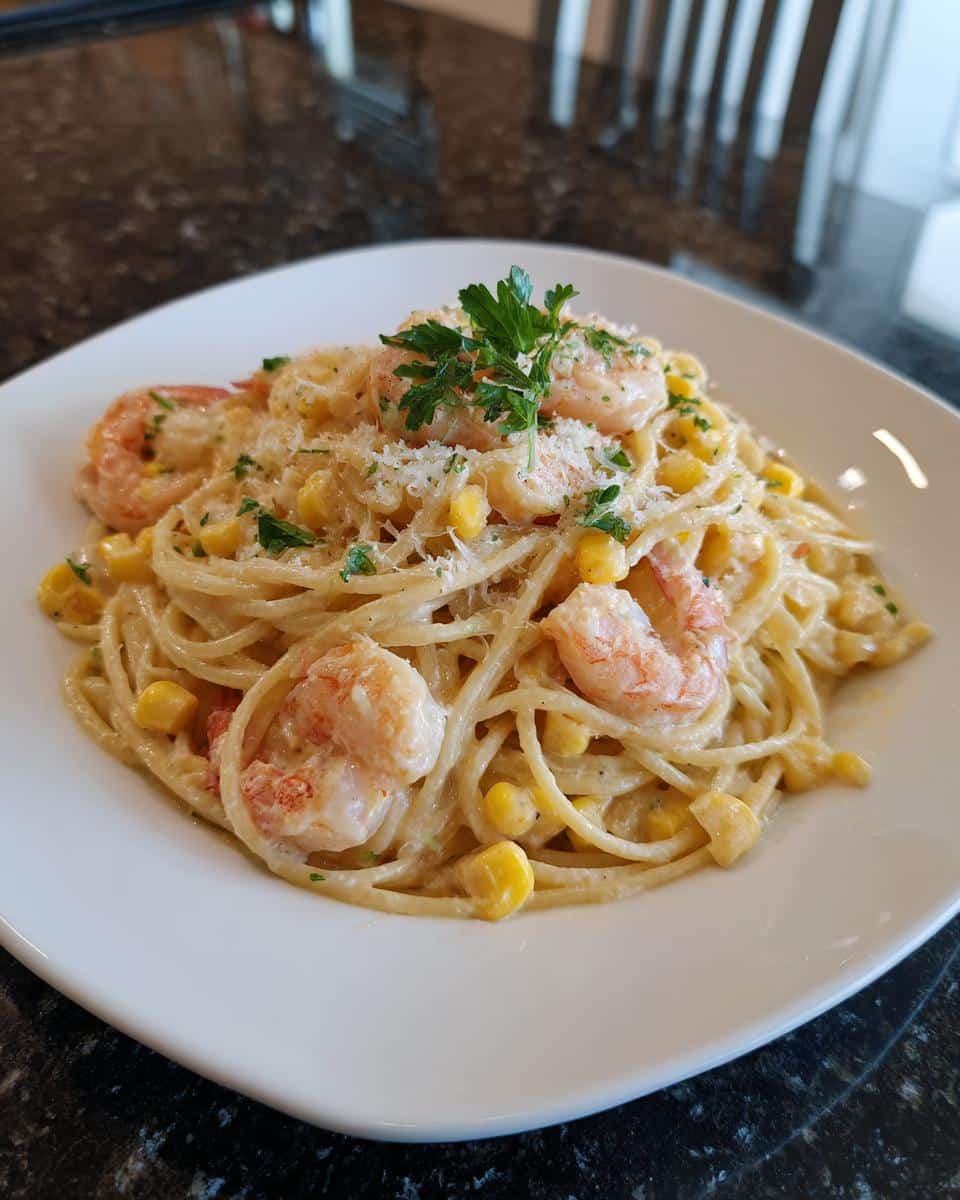 Shrimp and Sweet Corn Creamy Pasta - detail 3