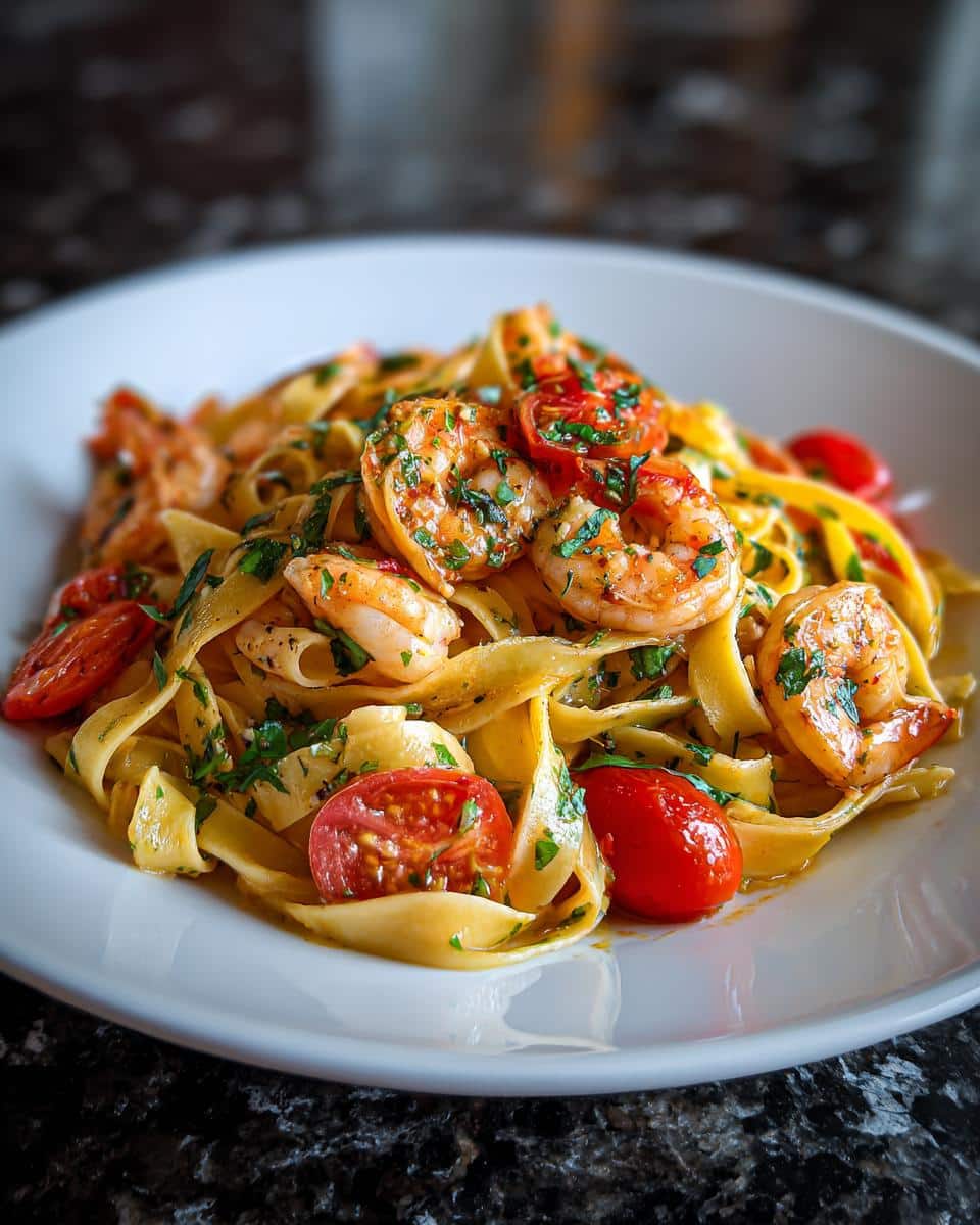 Shrimp and Tomato Herb Fettuccine - detail 1