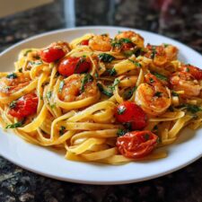 Juicy Shrimp and Tomato Herb Fettuccine in Just 30 Minutes