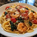 Shrimp and Tomato Spinach Linguine