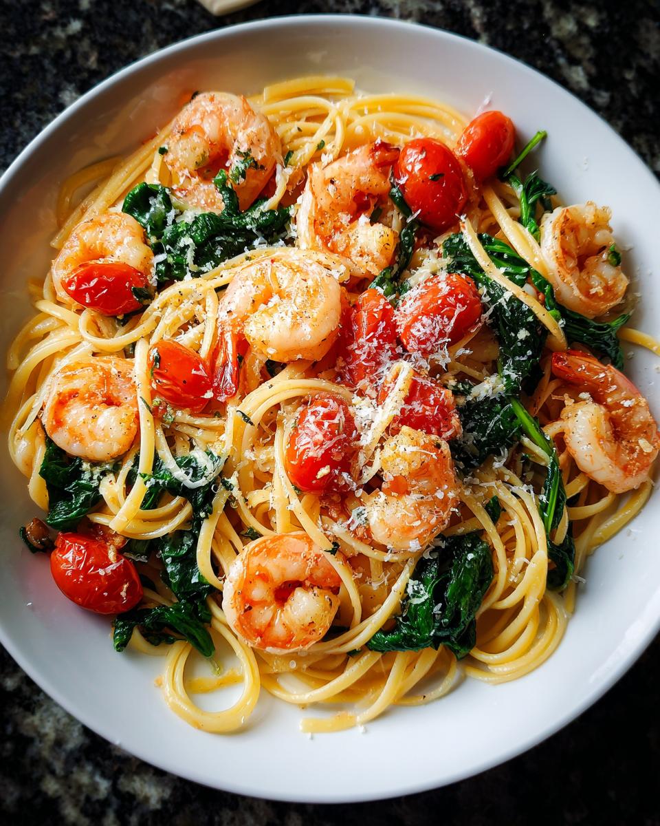 Shrimp and Tomato Spinach Linguine - detail 4