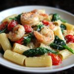 Shrimp and Tomato Spinach Rigatoni